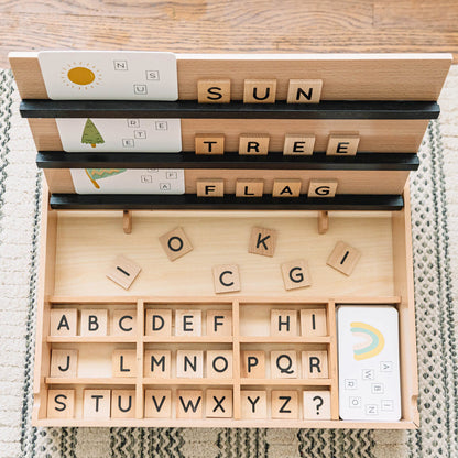 Wonder & Wise Compelling Spelling – Wooden Letter Tiles & Cards