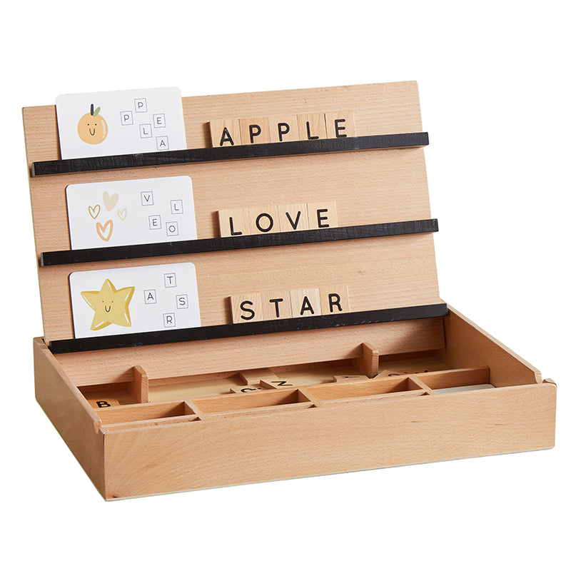 Wonder & Wise Compelling Spelling – Wooden Letter Tiles & Cards