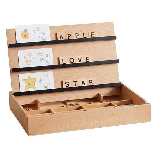 Wonder & Wise Compelling Spelling – Wooden Letter Tiles & Cards