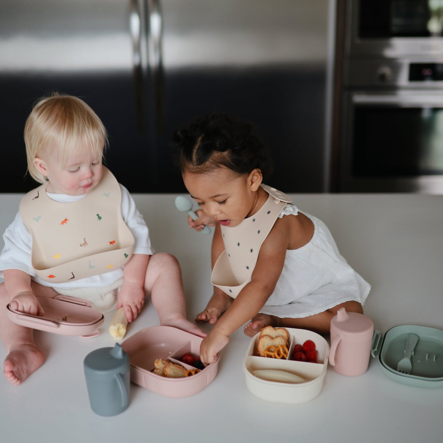 Mushie Silicone Baby Bib – Adjustable Catch-All