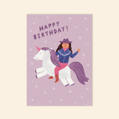 Birthday Card - Cowgirl Unicorn