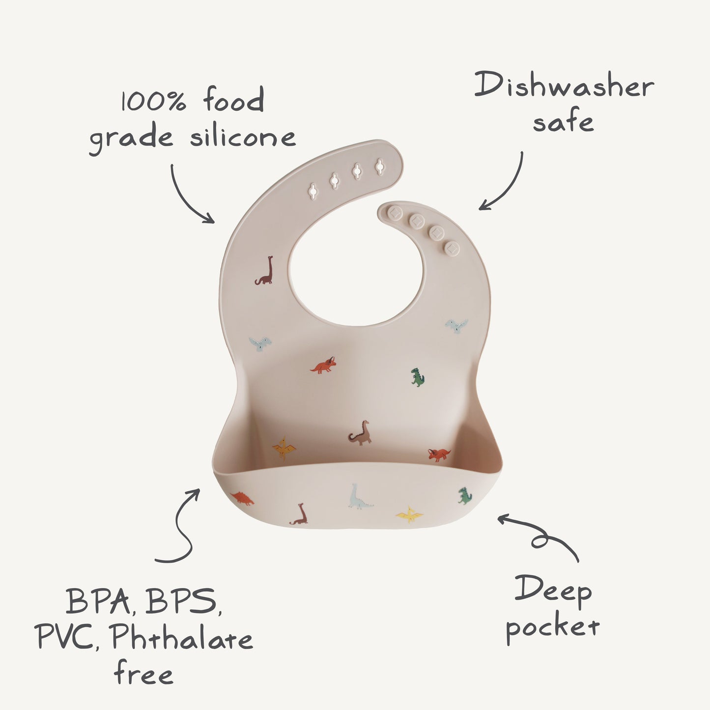 Mushie Silicone Baby Bib – Adjustable Catch-All