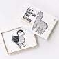 Box of art cards for baby with illustrations of a duck and a llama on a white background