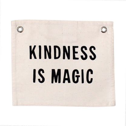 Canvas banner with 'Kindness is Magic' text on a white background