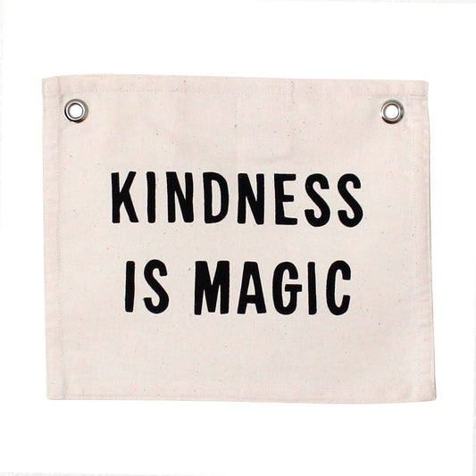 Canvas banner with 'Kindness is Magic' text on a white background