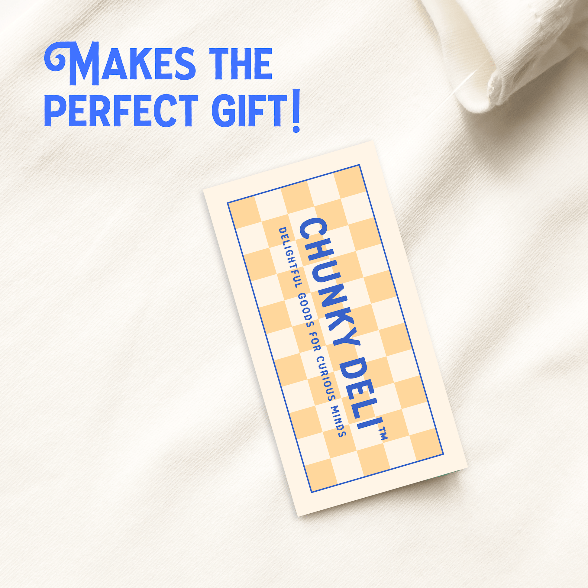 Chunky Deli packaging with text 'Makes the perfect gift!' on a white background