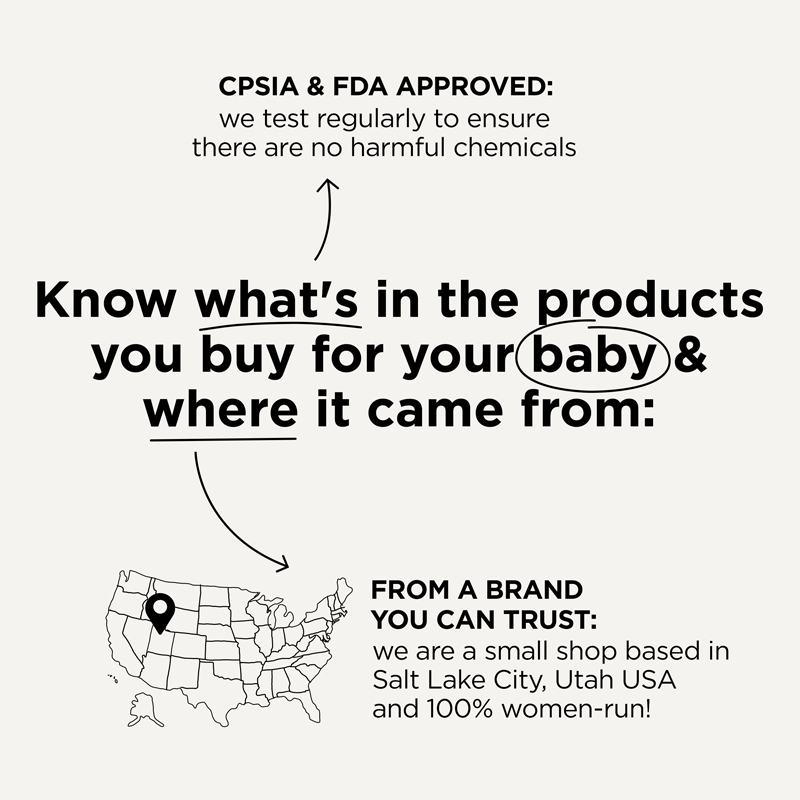Black and white advertisement with text about product safety and a map of the United States.