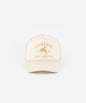 Beige cap with gold text and logo on a white background