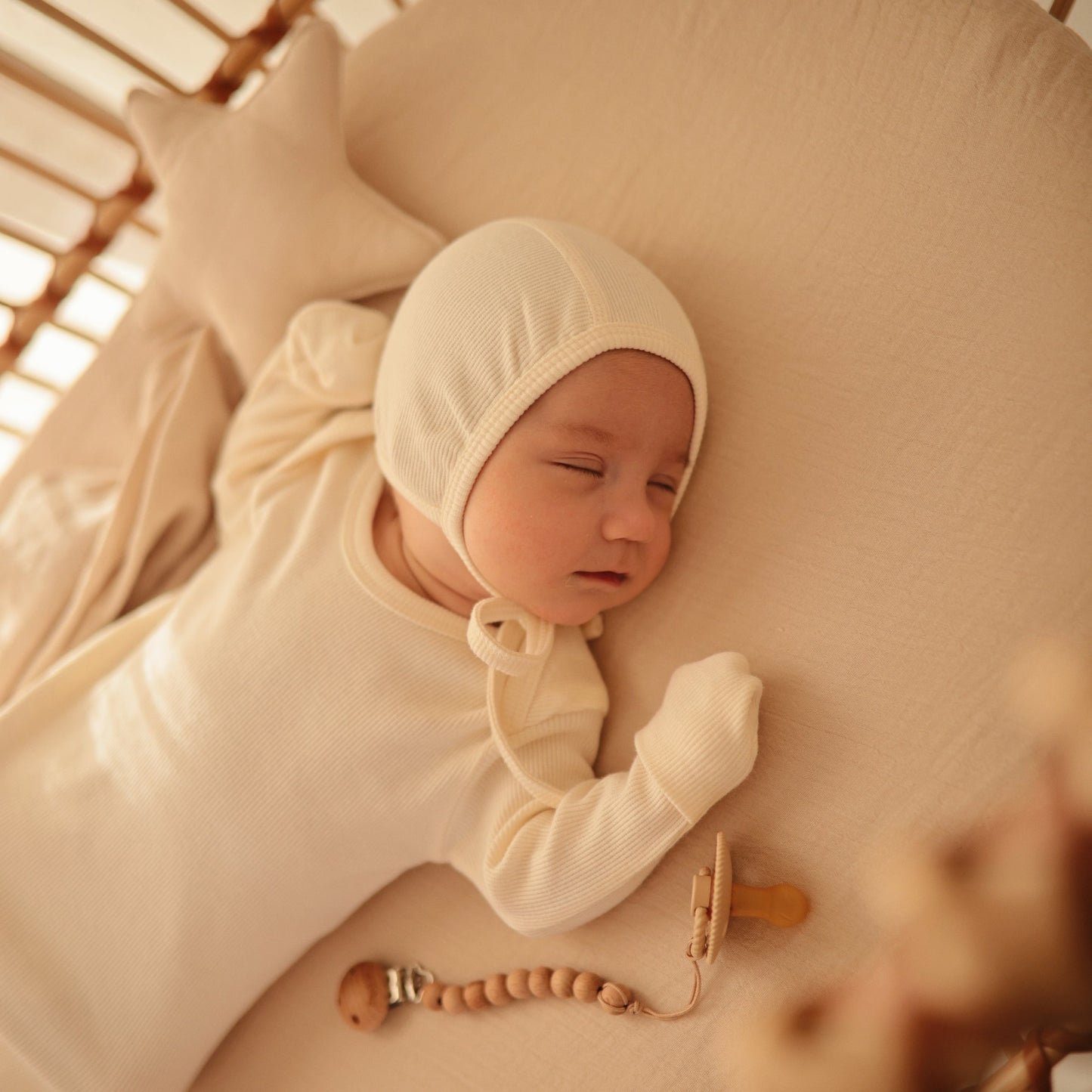 Mushie Baby Bonnet – Organic Cotton Rib Knit