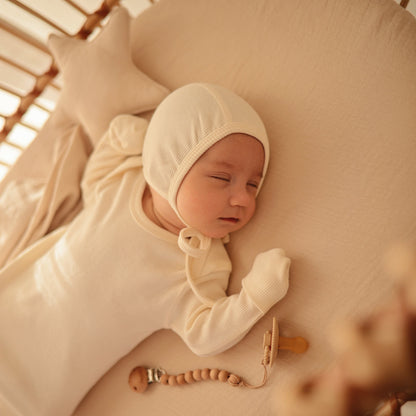 Mushie Baby Bonnet – Organic Cotton Rib Knit