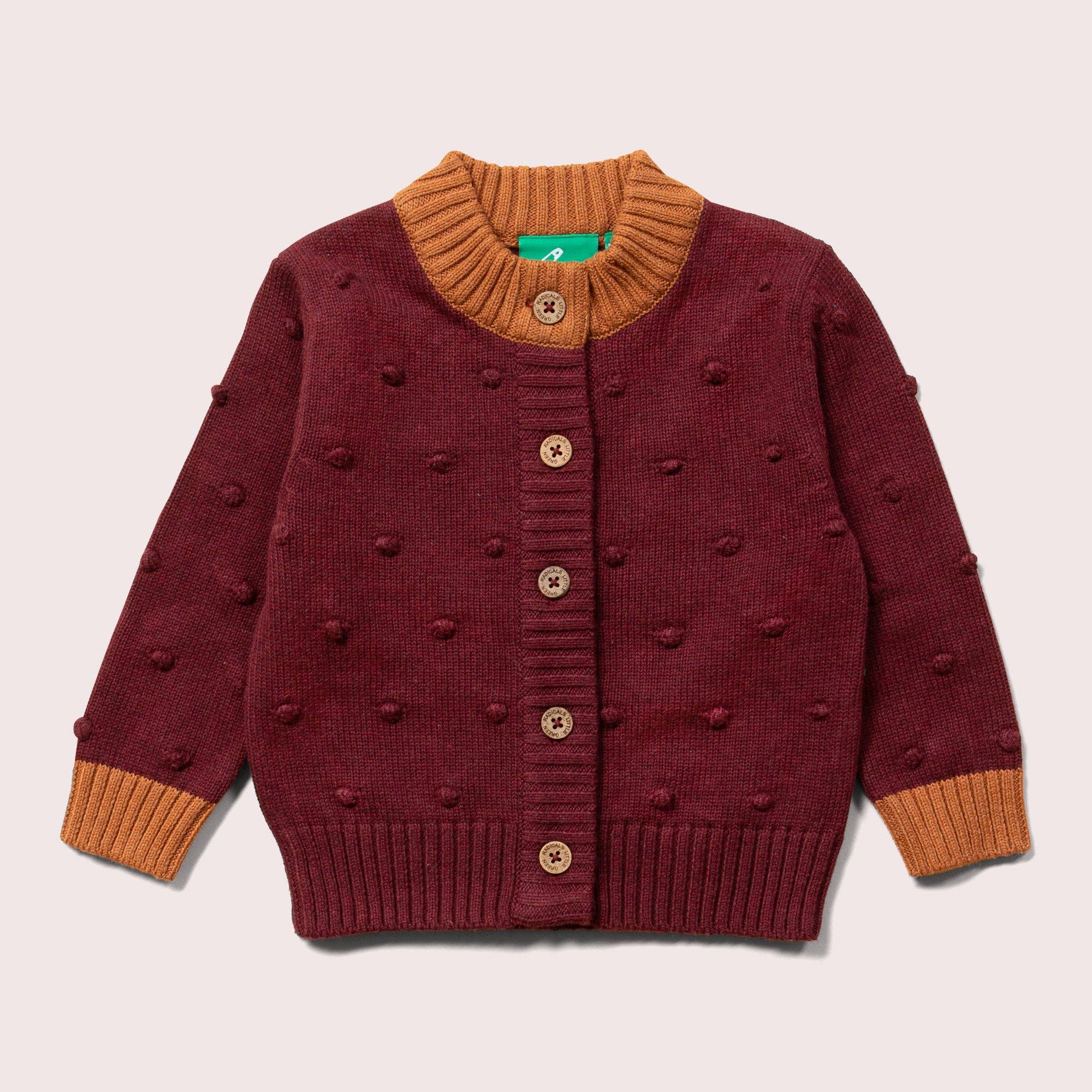 Popcorn Knitted Cardigan - Berry